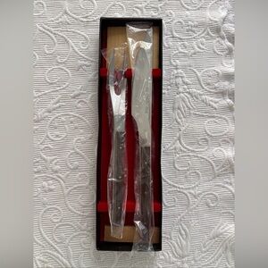 Vintage Yax Stainless Steel Kitchen Carving Knife & Fork Wood Handle‎ Japan